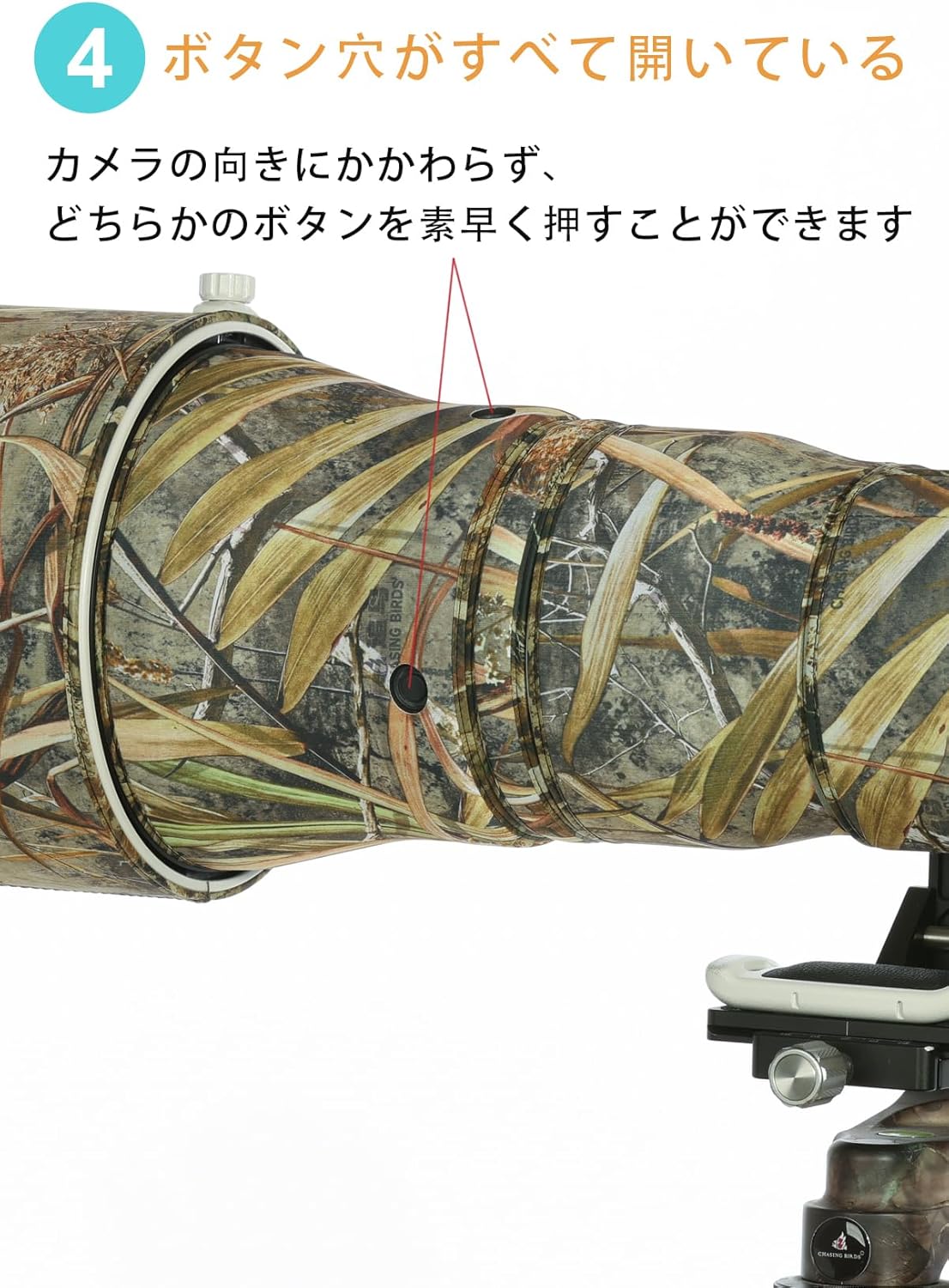 CHASING BIRDS Camouflage Waterproof Lens Coat for CANON RF 600mm F4 L IS USM Rainproof Lens Protective Cover (Including Dark, 1.4X Teleconverter)