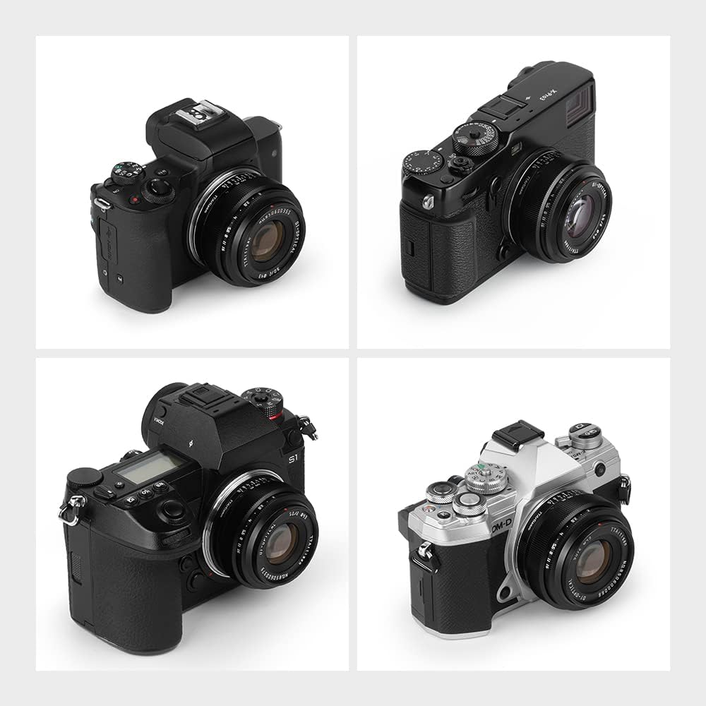 TTArtisan 50mm f2 Full Frame Manual Focus Fixed Camera Lens for Canon EOS-M Mount M1 M2 M3 M5 M6 M6II M10 M100 M50 M50II M200 Black