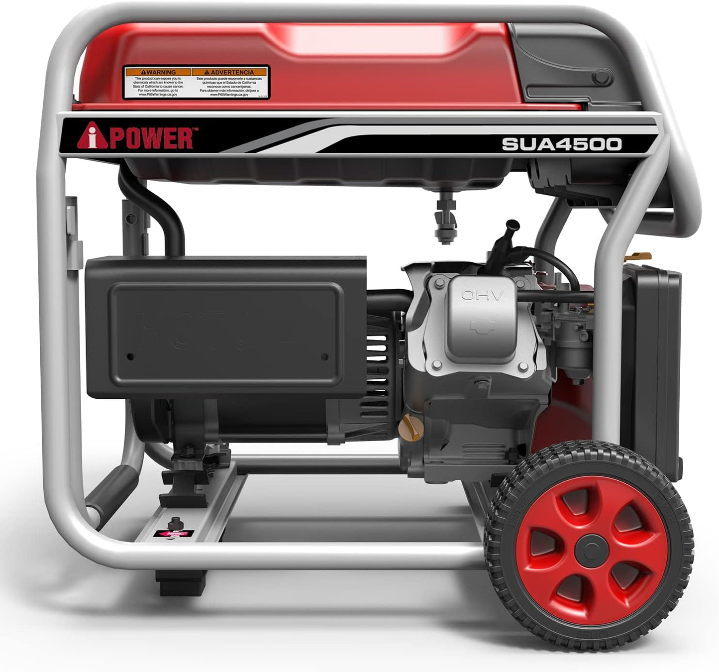 A-iPower SUA4500 4,500-Watt Gasoline Powered Portable Generator Wheel Kit Included, Red