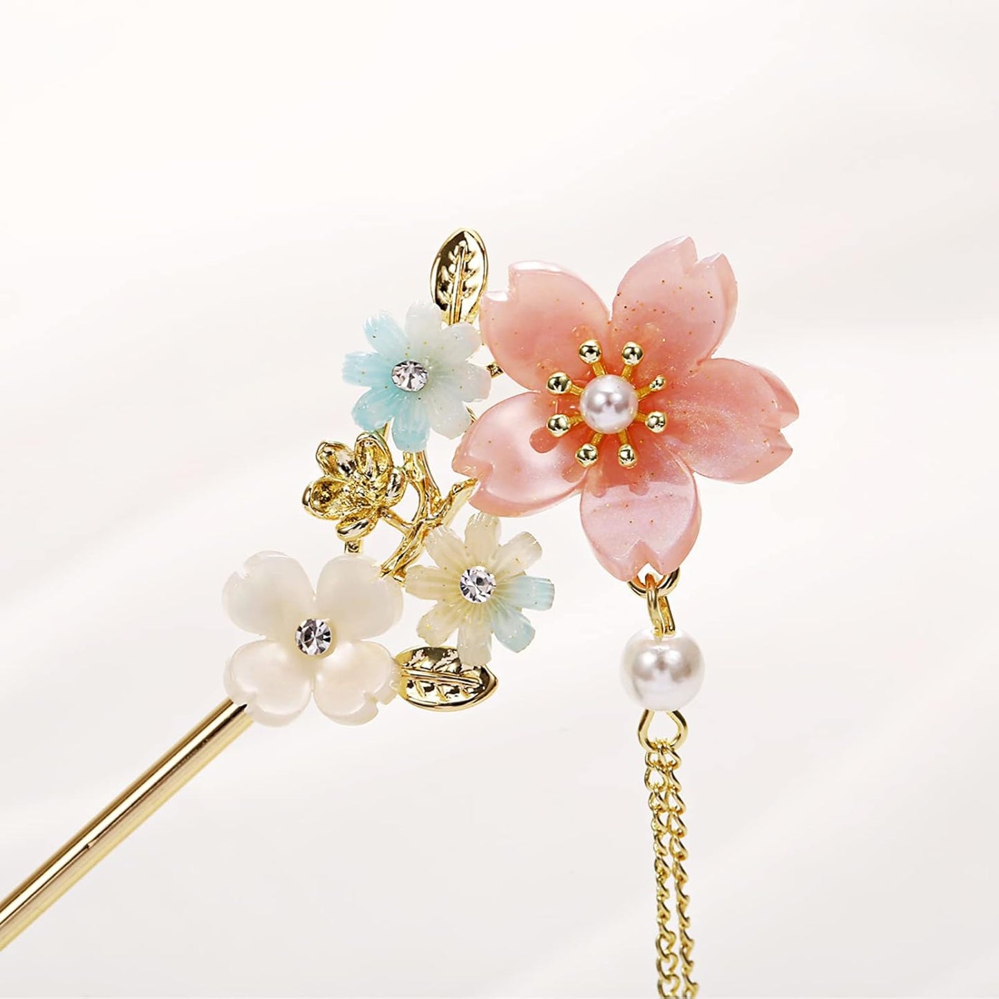 EZ PEACH Cherry Blossom Flower Pearl Hairpin Hair Clip Bangs Hair Closure Kimono Kimono Hair Accessory