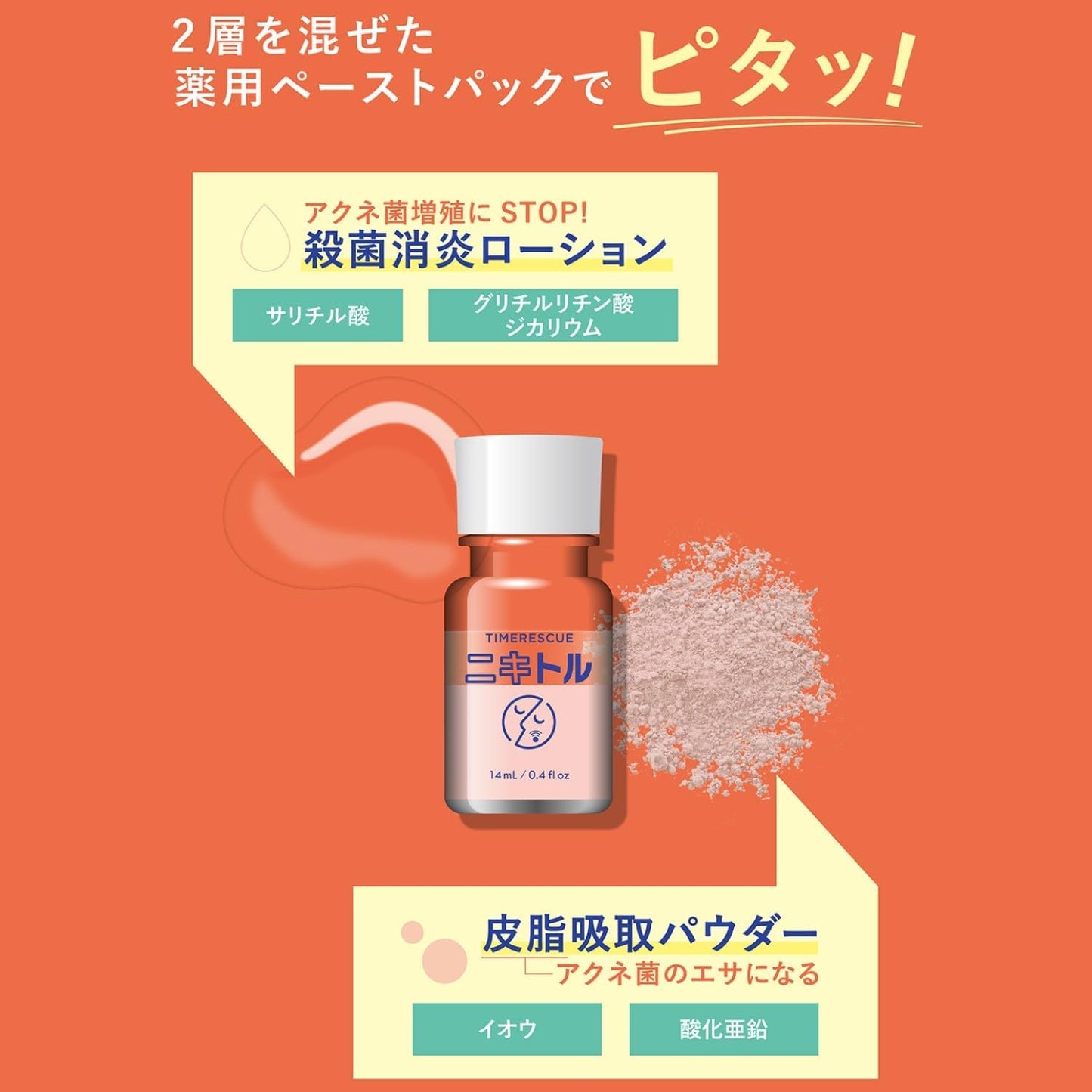 Time Rescue Nikitol Medicated Acnes Spot Paste, Quasi-Drug, Acne Prevention, For Sleeping, Intensive Care, For Night, Quick Drying, 0.5 fl oz (14 ml)