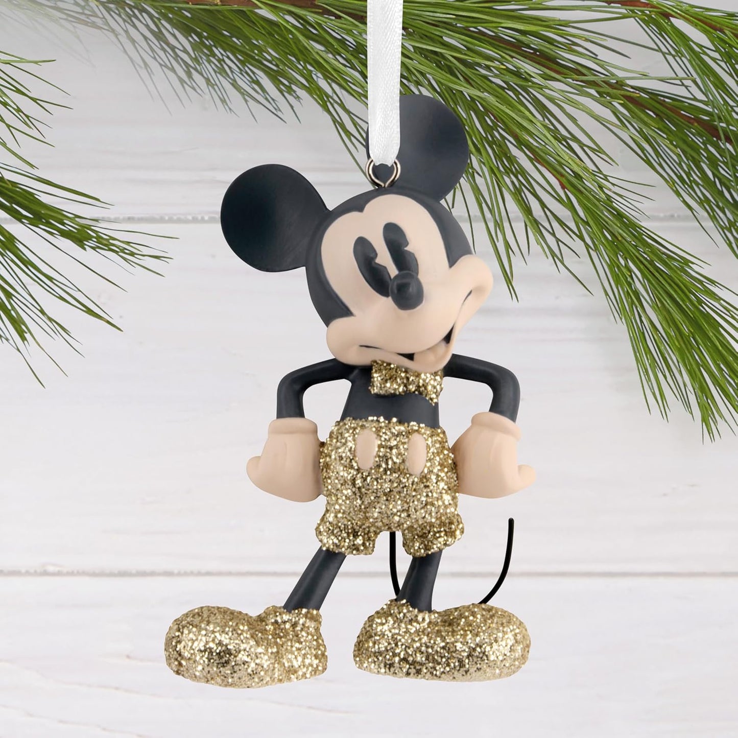 Hallmark Disney - Adorno de Navidad brillante de Mickey Mouse, regalos para fanáticos de Disney