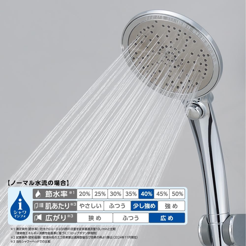 SANEI PS3503-81XA-CHA20-EC Large Metallic Shower Head, Hand Stop, Plated, Large Shower Plate, Plenty of Water, 40% Water Saving, Made in Japan