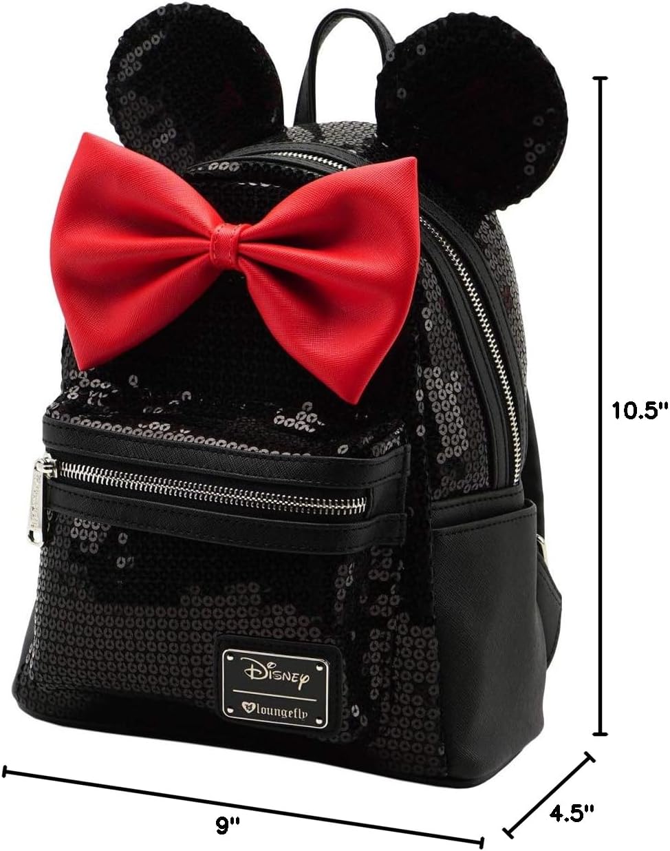 Loungefly Disney Minnie Mouse - Bolso de hombro con lentejuelas negras para mujer