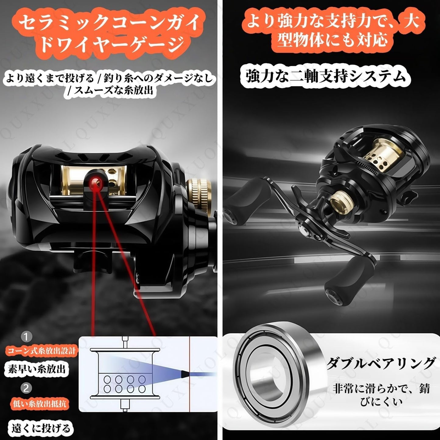 Bait Fishing Reel 7.3:1 Gear Ratio Digital Fishing Reel 10 Speed Magnetic Brake Fish Shot Alarm System Double Bearing 15kg Load Capacity Conical Line Exit Design Fast Line Exit Long Casting