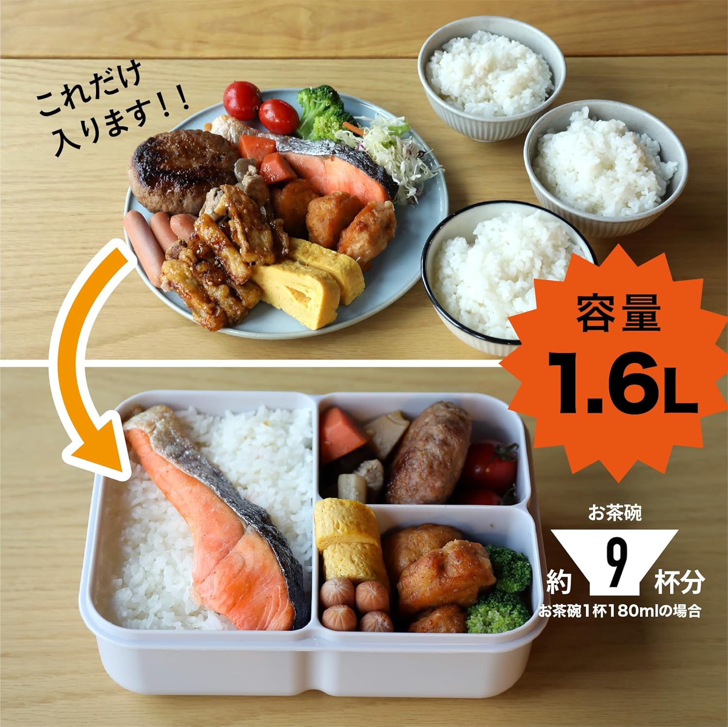 CB Japan DSK Rice Boy MAX Lunch Box, 50.3 fl oz (1,600 ml), Antibacterial, Light Gray, Securely Secured with 4 Locks, W-Sealing to Prevent Liquids Leakage