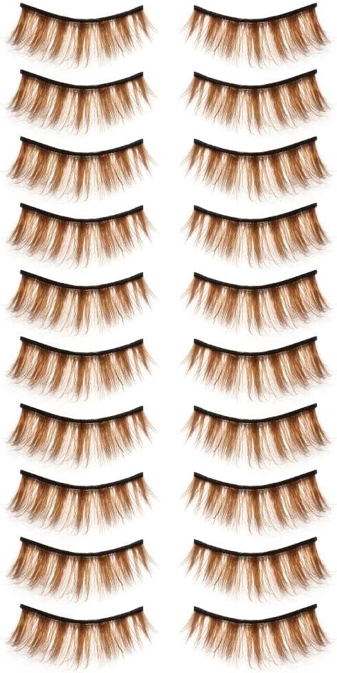 10 Pairs False Eyelashes Brown Natural False Eyelashes Fluffy Cat Eye Mink Eyelashes Volume Long Fluffy False Eyelashes