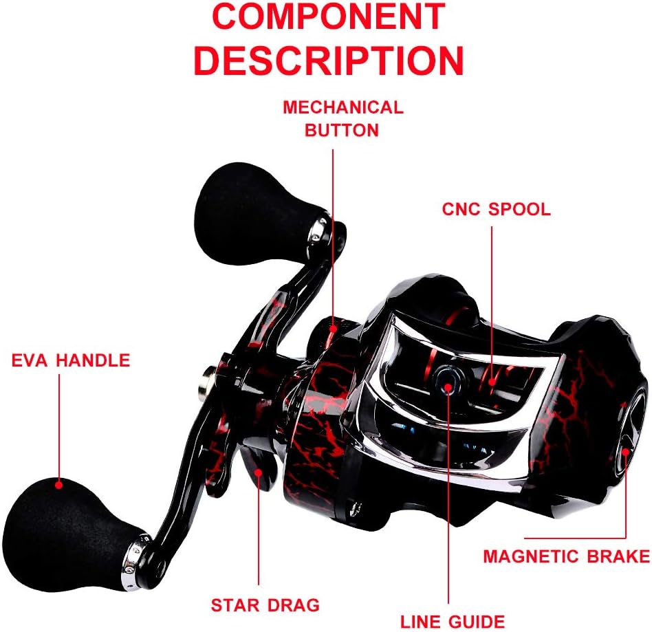 18+1 BB Ball Bearing 7.1:1 Portable Fishing Reel Baitcasting Reel Left/Right Hand Fishing Baitcasting Reel, Right Hand