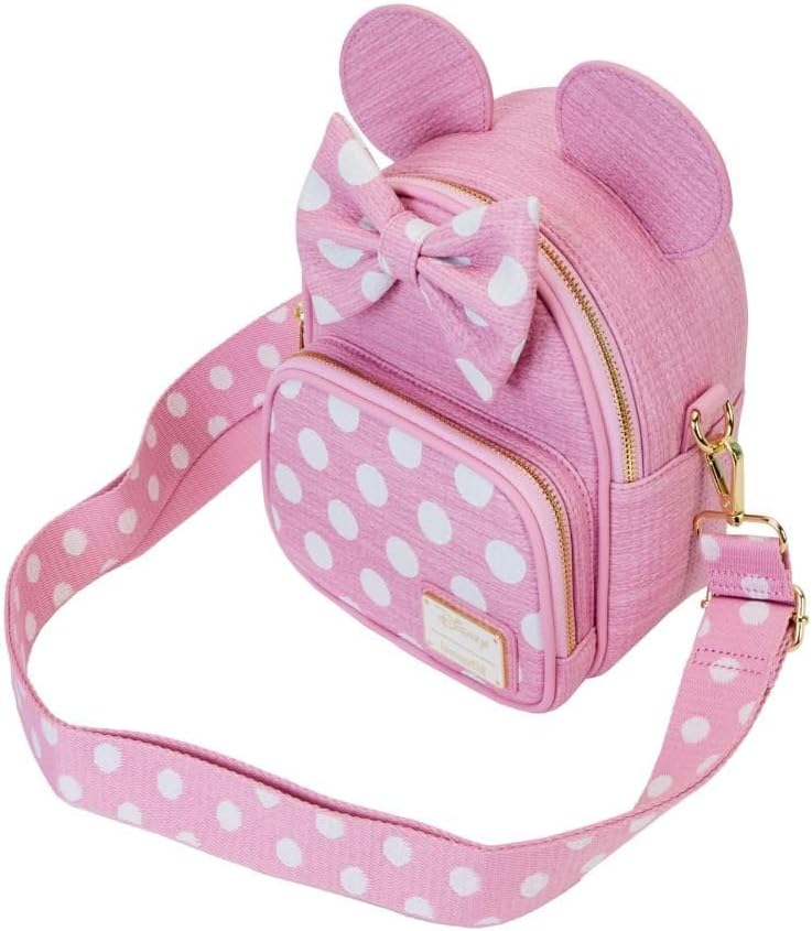 Loungefly Mini Backpack and Shoulder Bag Transformable Fabric with Minnie Disney, Pink, Cabrio, Pink