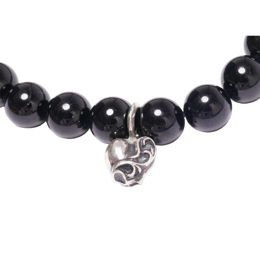 CHROME HEARTS 'FLORAL HEART PENDANT' BEADED BRACELET