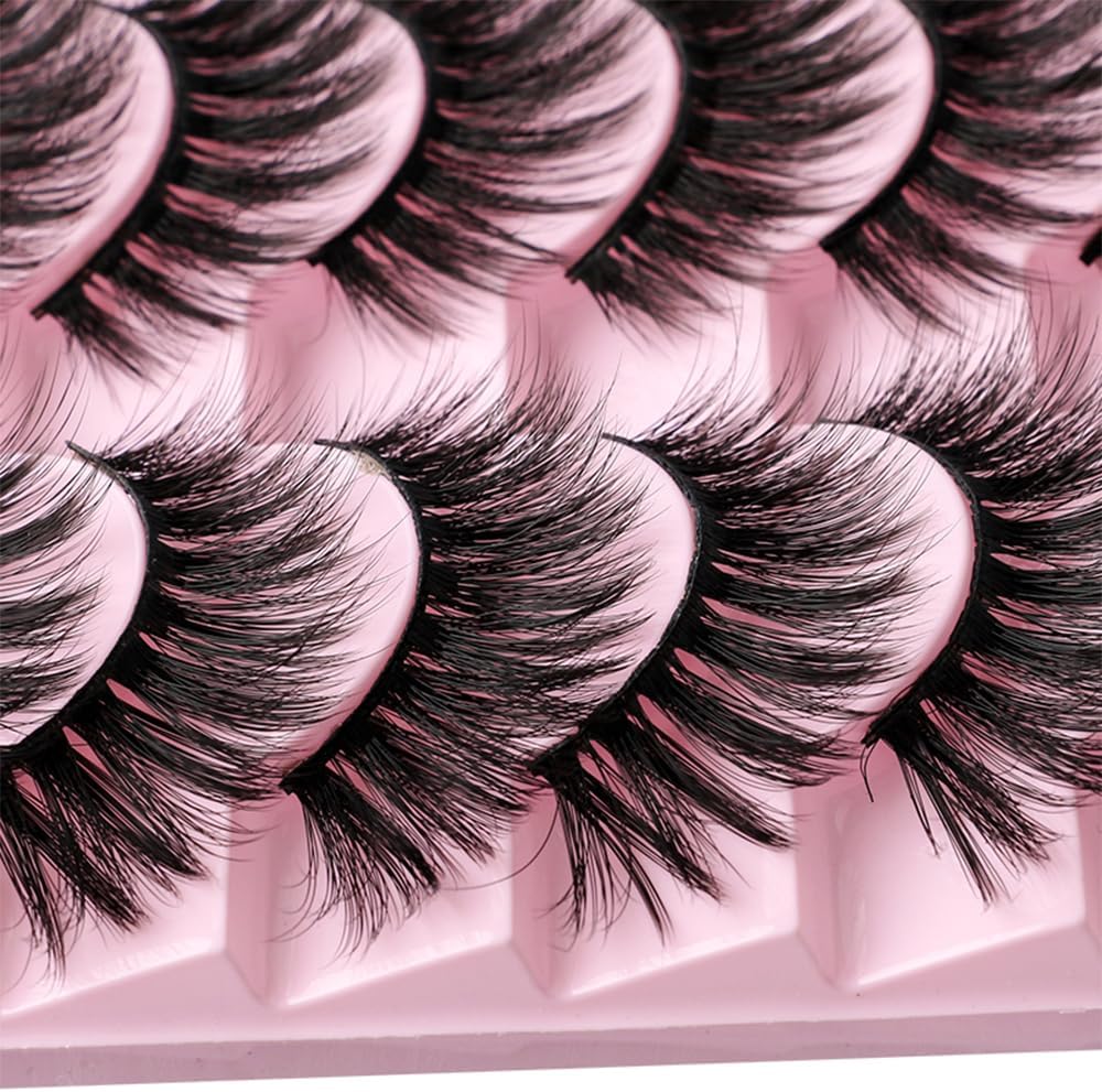 ロングプラス 10ペア つけまつげ フェイクミンク アイラッシュ 超濃密 手作り 舞台用 日常化粧 ロング まつげ (Y505)