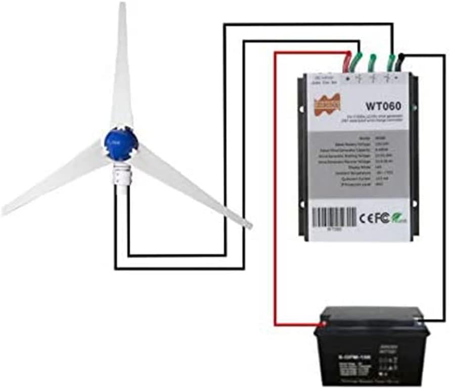 風力タービン、12Vまたは24V DCオートマッチ 小型風力タービンジェネレーター ホームライトまたはボート用、ウィンドコントローラーギフト、12V (12V)