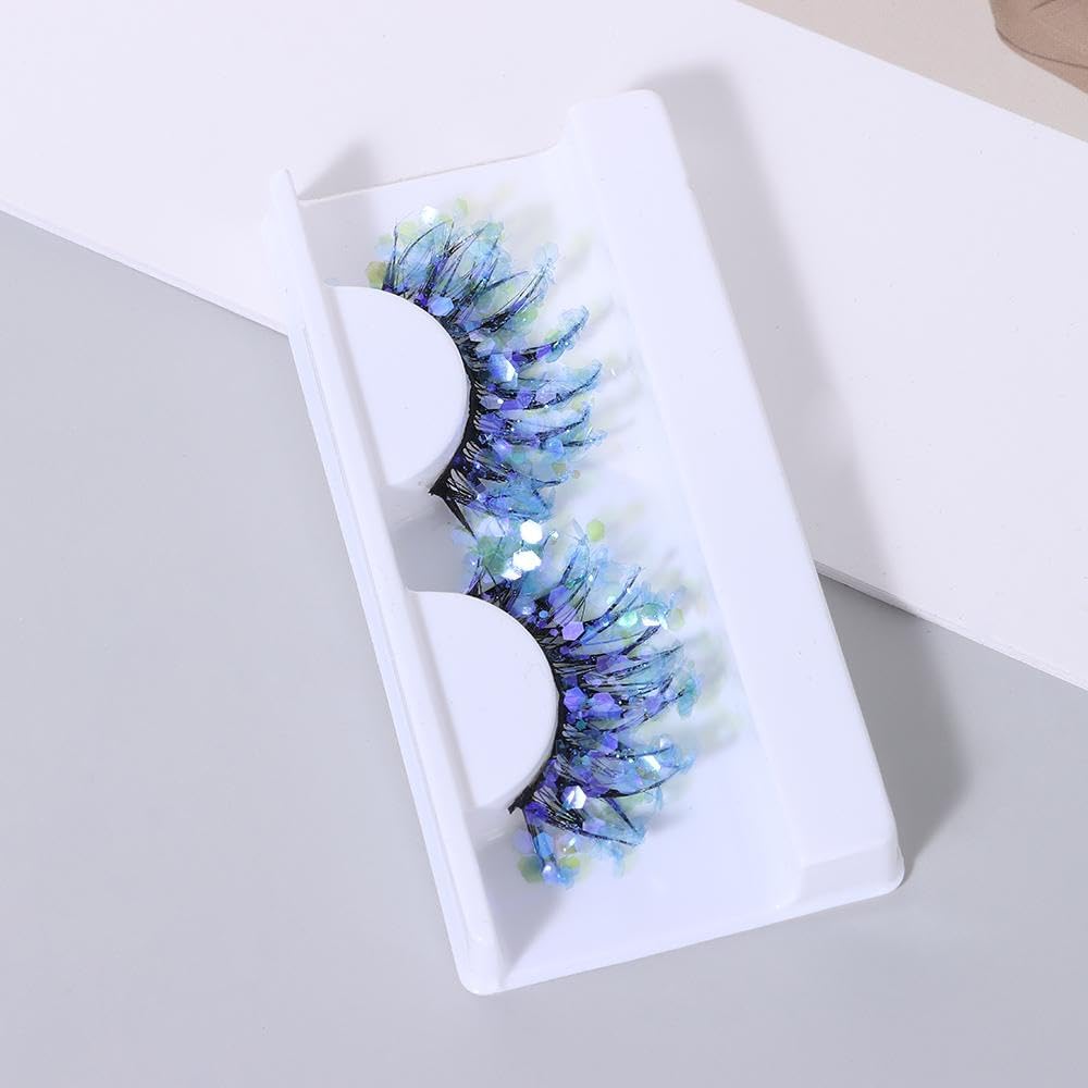 1 Pair 25mm 3D Luminous Mink Lashes Fluffy Dramatic Eyelashes Messy Long False Eyelashes Makeup Sequin Eyelash (Q-01)