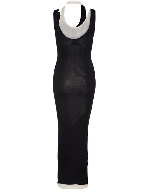 JEAN PAUL GAULTIER Cotton ribbeed twisted double layer sleeveless dress - Image 3