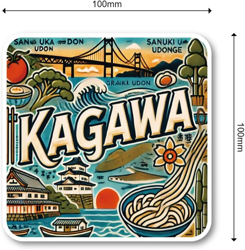 Shikoku Region China, Local Sticker Designed to depict Birdcastle, Shimane, Okayama, Hiroshima, Yamaguchi, Kagawa, Tokushima, Ehime, and Kochi. Ideal for Travel and Tourism Souvenirs, Suitcases, Laptops, Water Bottles