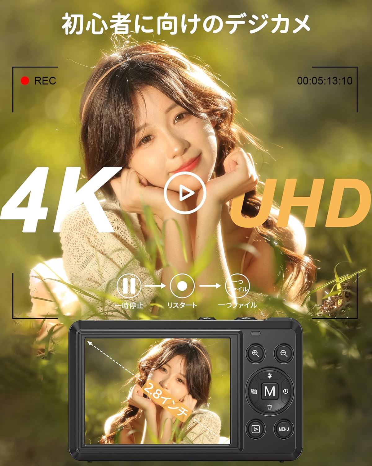 Digital Camera 4K Digital Camera, Compact Camera, 30 FPS 44 MP, YouTube Camera, AF Autofocus
