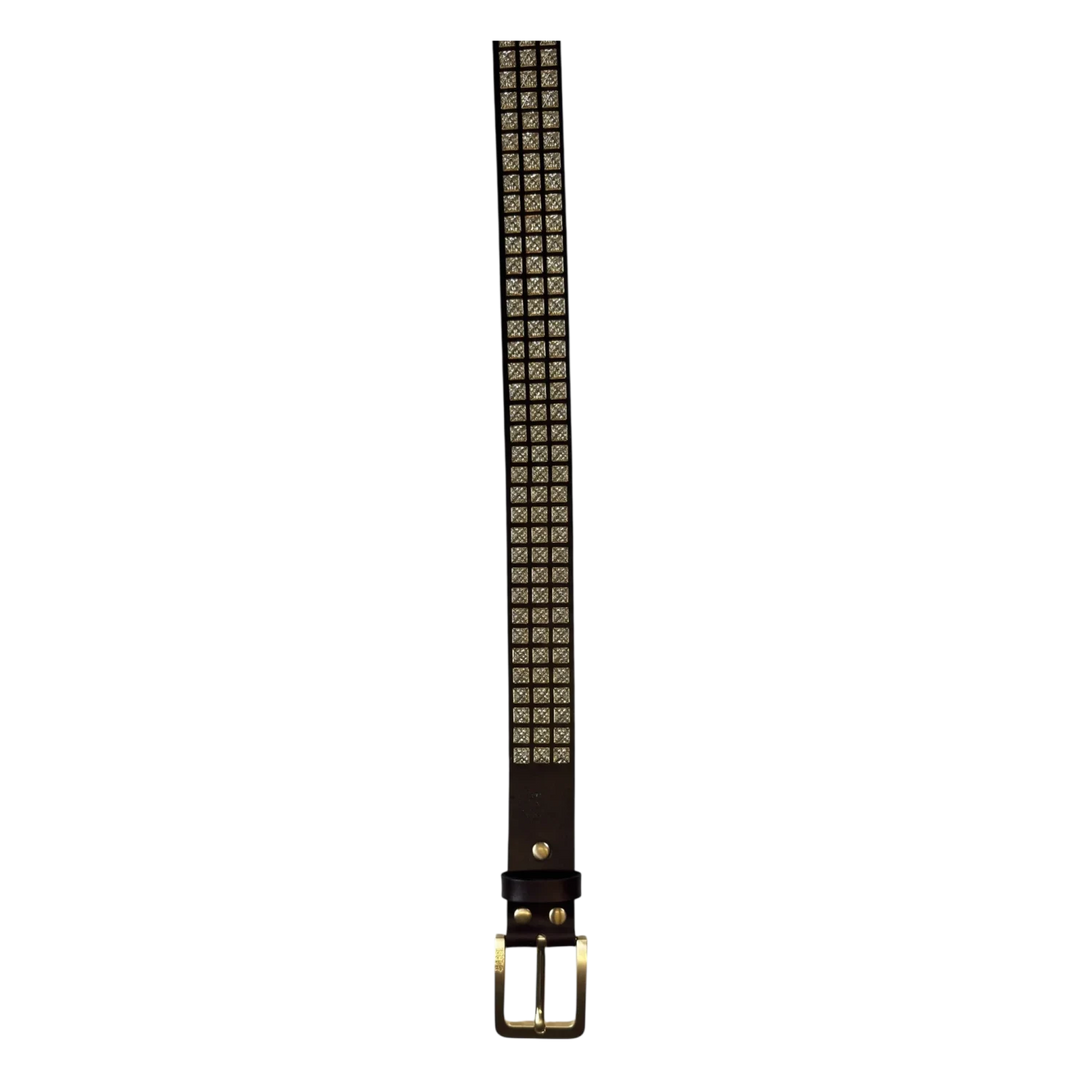 BOSSI 'GOLD ON BROWN' STUDDED BELT