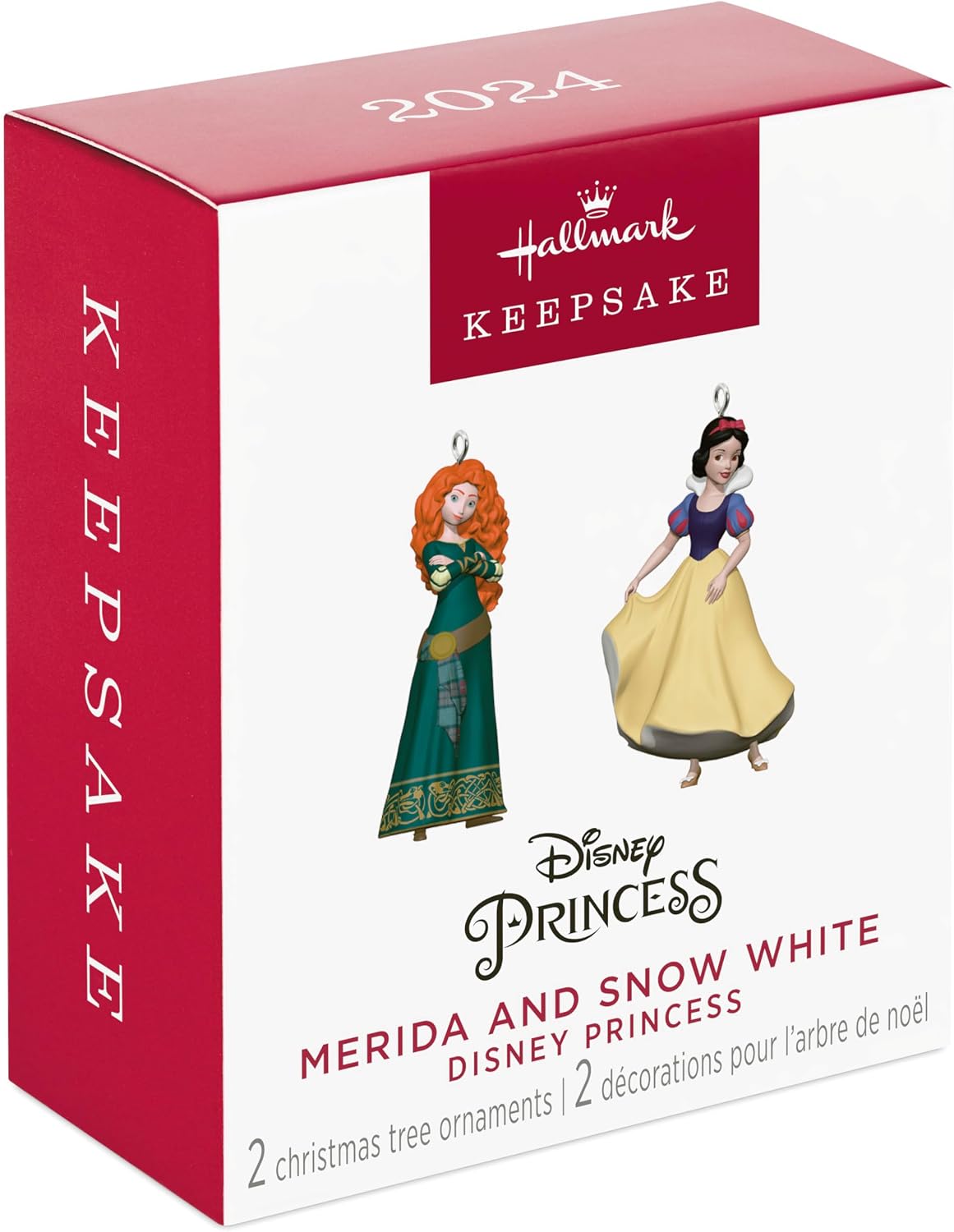 Hallmark Keepsake Disney Princess - Mini adornos de Navidad 2024, Mérida y blanco nieve, juego de 2