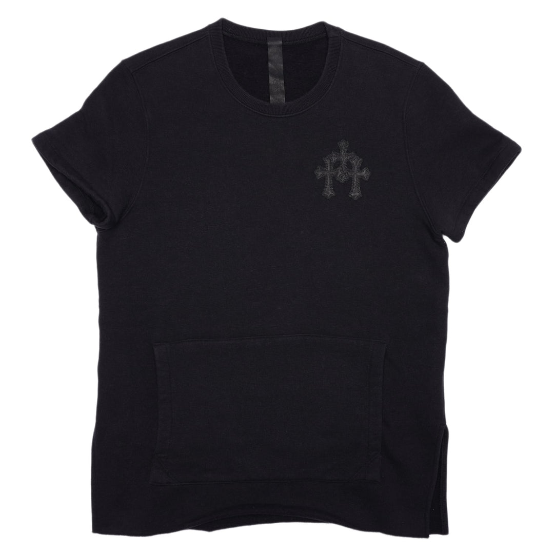 CHROME HEARTS TRIPLE CROSS LEATHER PATCH CUTOFF CREWNECK