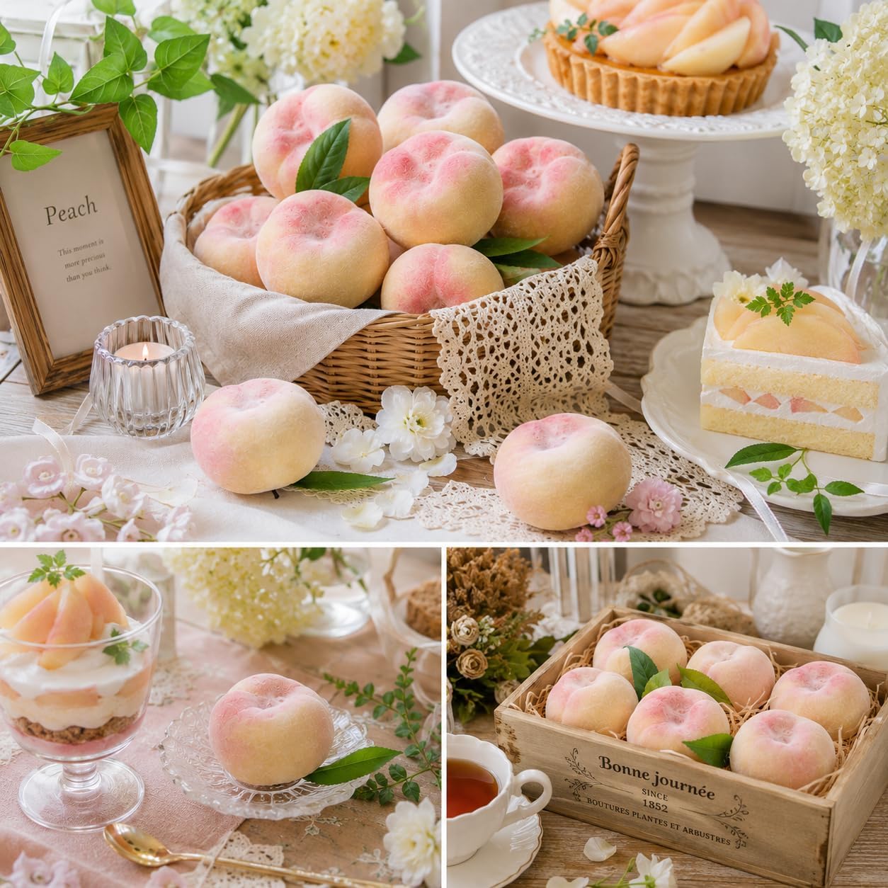 PLEGOOD Peach Food Sample Display Photo Props Fake Set of 8 (Flat Peach)
