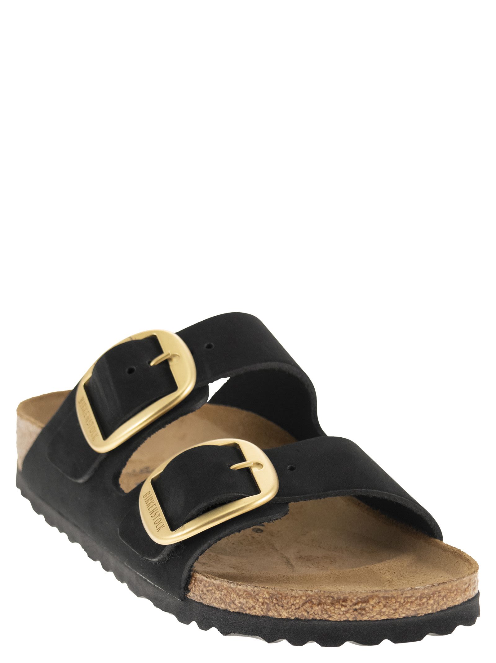 Birkenstock ビルケンシュトックアリゾナレザースリッパが大きなバックルを備えています - Image 3