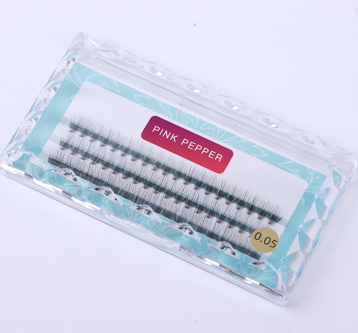 PINK PEPPER Self Eyelash Extensions, Extra Fine Point 0.05 mm for Parts, Tsukema DIY, Matsuekm, 20 Bundles (0.5 mm x 2)
