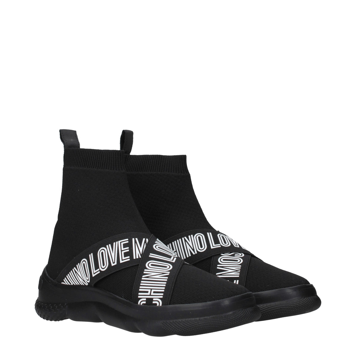 Moschino モスキーノスニーカーの女性生地ブラック/ブラックが大好きです - Image 3