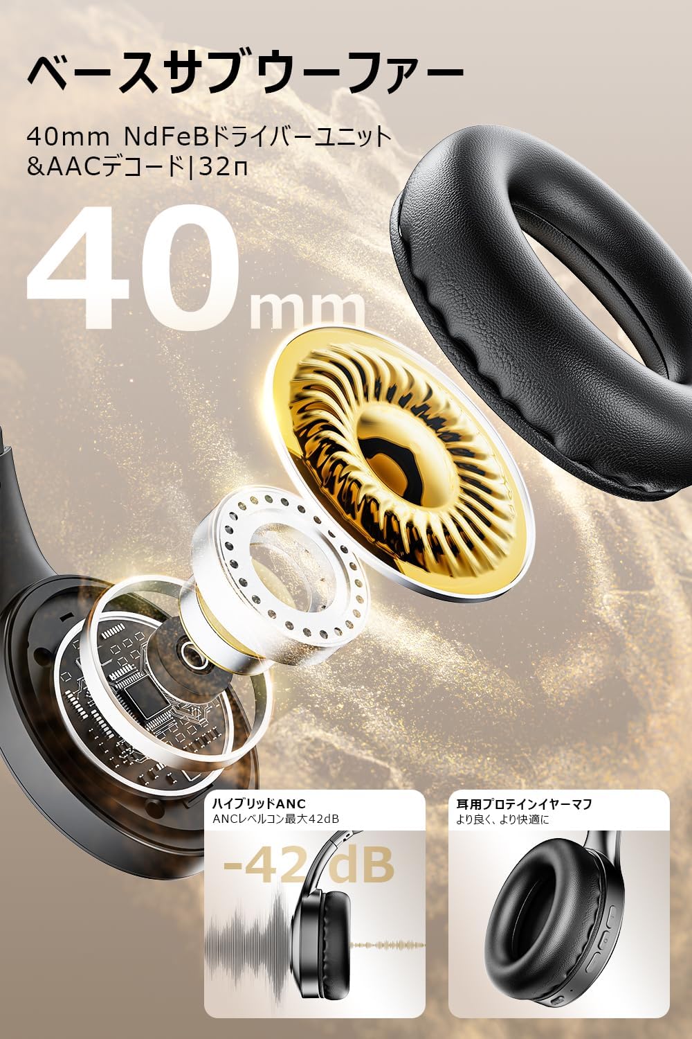 2026 Latest Bluetooth 5.4 Headphones, Bluetooth Wireless Headphones, ANC Noise Cancelling, Up to 60 Hours of Playtime, 3EQ Mode, Over-Ear Headphones, Dual Wired Wireless, Built-in Mic, 3.5 mm Cable