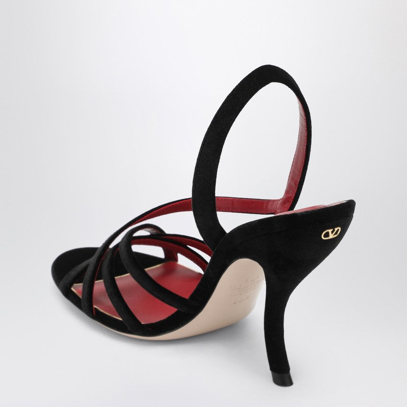 Valentino ヴァレンティノ ガラヴァーニ フェティッシュ ブラック ベルベット サンダル - Image 3