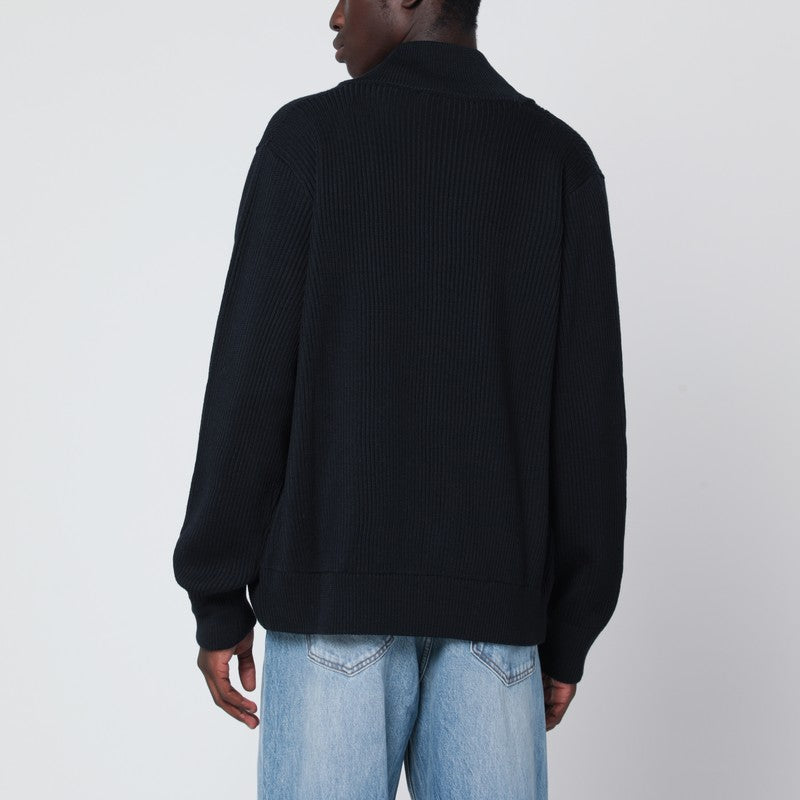 Roberto ロベルトコリーナネイビーブルーウールジップカーディガン - Image 3