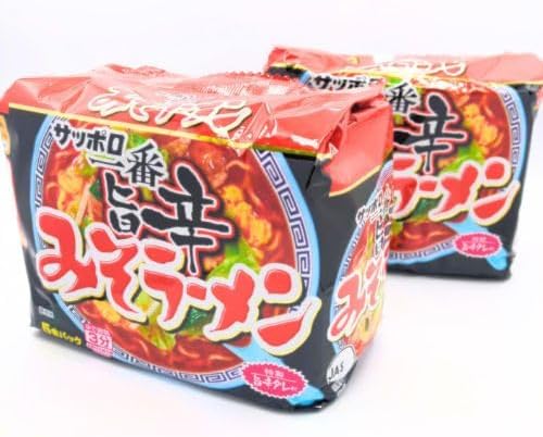 Delicious Miso Ramen, Instant Bag Noodles, Set of 5 Servings x 2 Bags | Spicy Miso Soup Delicious, Medium Thick and Sticky Noodles