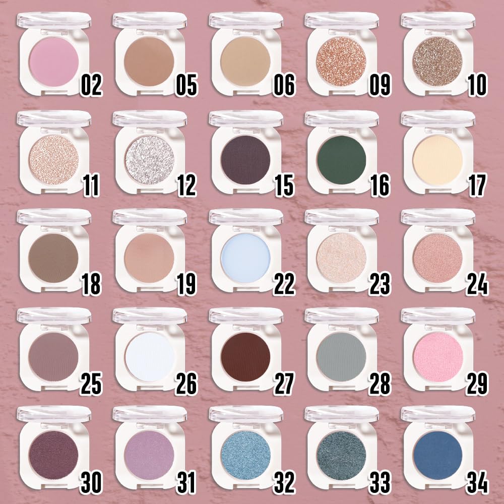 Sombra de Ojos Soltera con Destello de Champán, Sombra de Ojos Mini Liviana y Mezclable para Mujeres Mayores, Paleta de Maquillaje de Sombra de Ojos Monocromática Pigmentada Impermeable