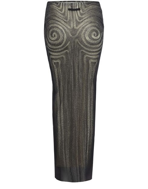 JEAN PAUL GAULTIER Spiral printed mesh long skirt - Image 3