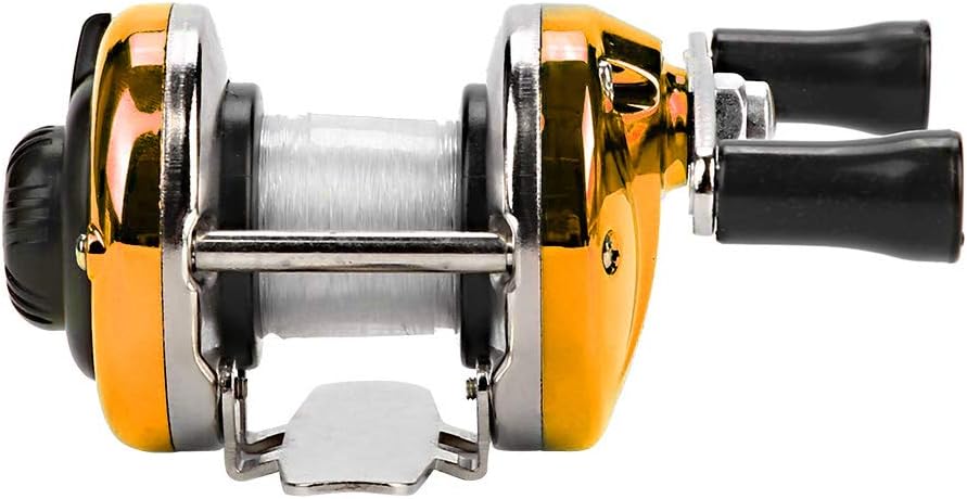 Fishing Wheel Spinning Reel, Small Size, Lightweight, Stainless Steel Material (3.6 oz (108 g), Gold Color; Left & Right Interchangeable Handle, Magnetic Brake Bearing, Hardness Enhanced, Accuracy,