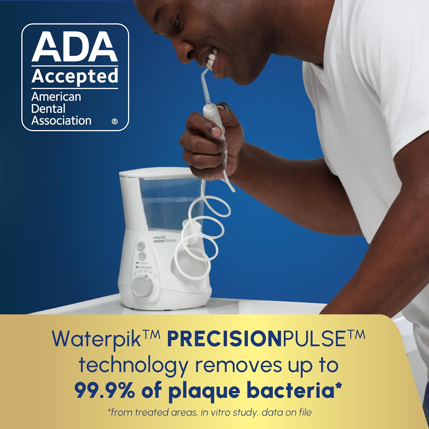 Waterpik Aquarius - Hilo dental de agua para limpieza de dientes, encías, brackets, cuidado dental, energía eléctrica con 10 configuraciones, 7 puntas para múltiples usuarios y necesidades, aceptado