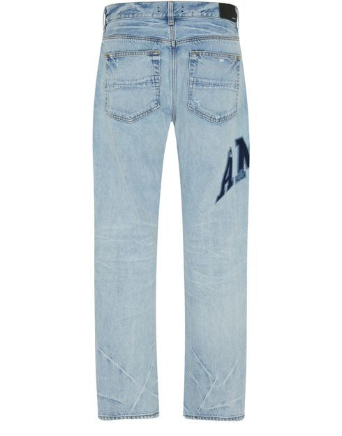 AMIRI バーシティ ロゴ入り リペア ストレートジーンズ - Image 3
