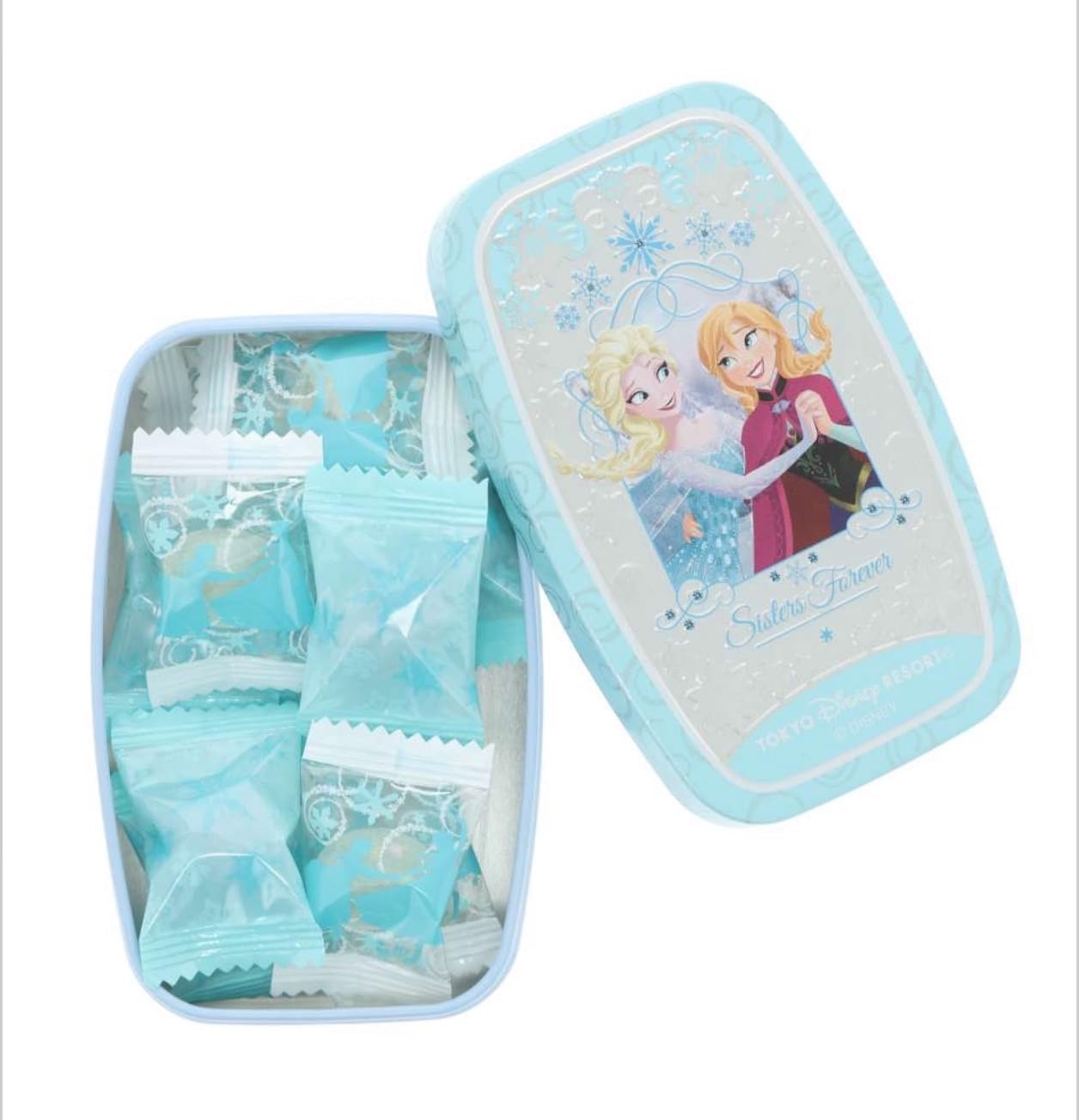(Tokyo Disney Resort Exclusive) Frozen Anna & Elsa Candy Tin TDR Popular Candy Souvenir Present Disney Goods (1 Piece)