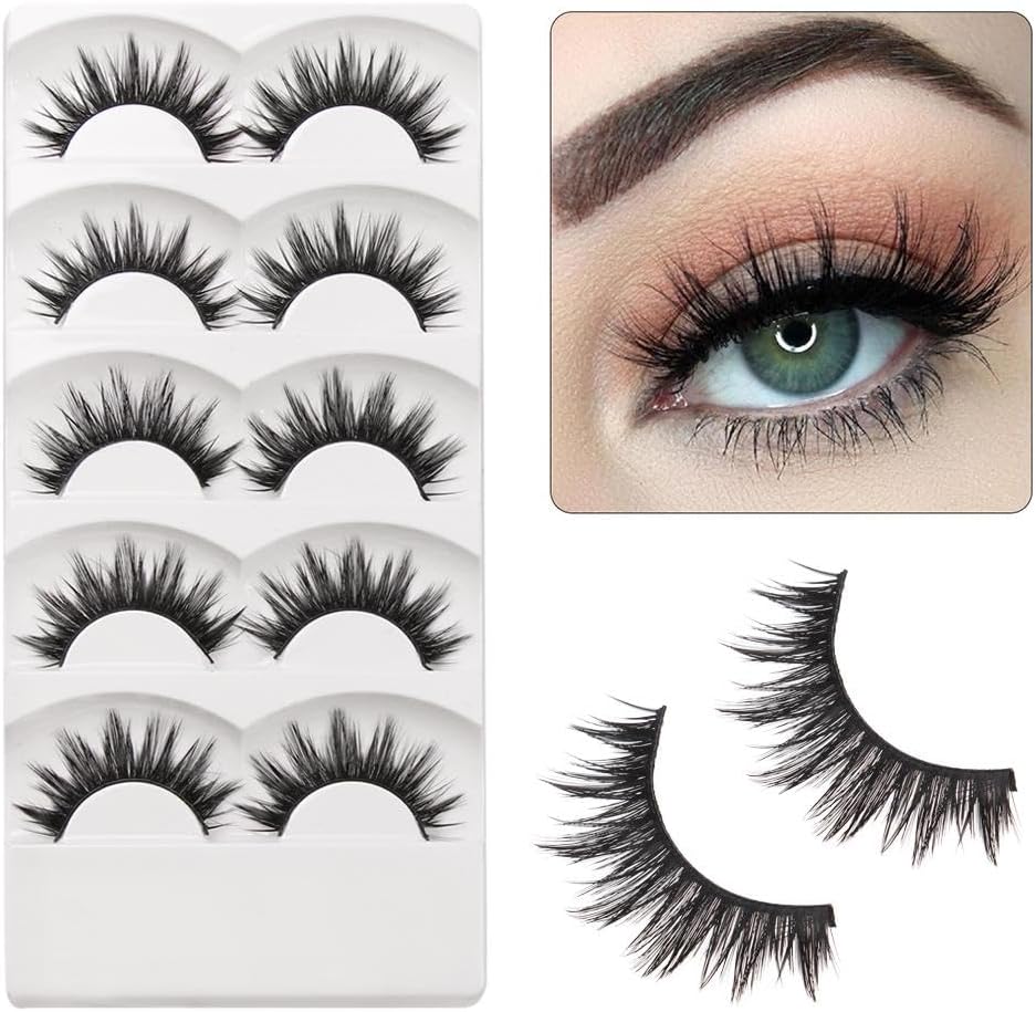 Soft 5 Pairs Handmade Makeup Thick False Eyelashes Long Black Natural