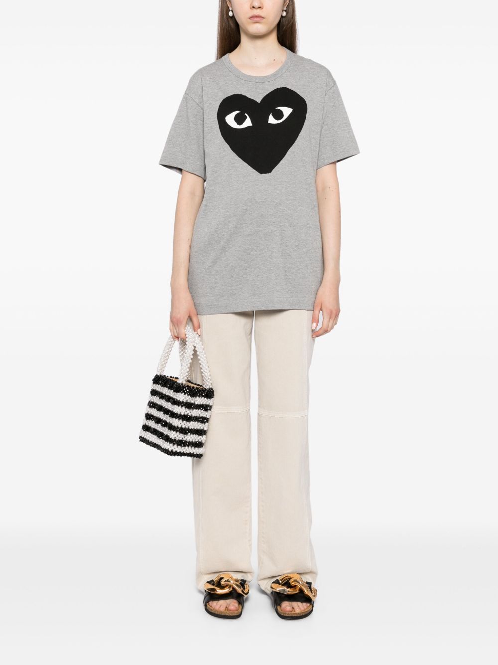 Comme Comme Des GarconsブラックハートコットンTシャツ - Image 3