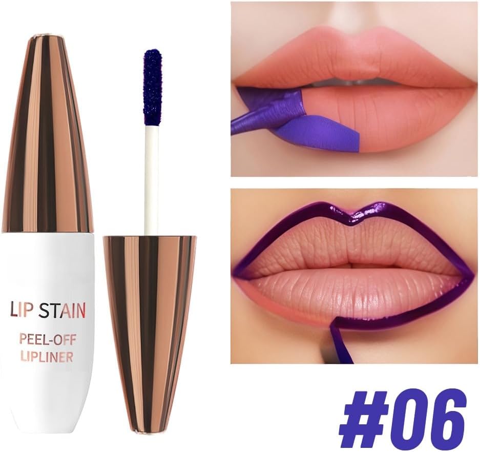 Removable Lip Stain, Lip Gloss, Removable Lip Liner Stain, Liquid Lipstick, Fade Resistant, Easy to Color, Suitable for Beginners, 24 Hours Waterproof, Unique Effects #06