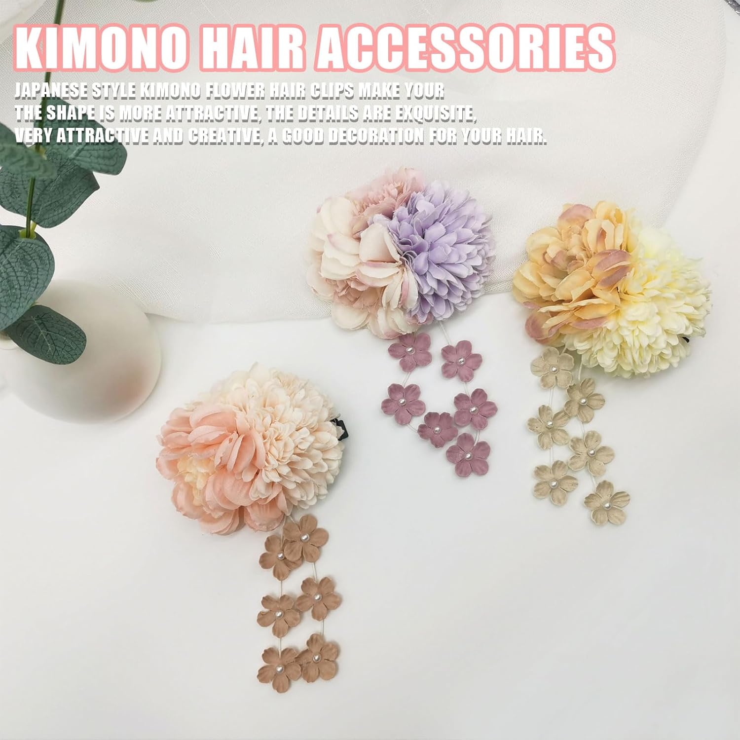 Japanese Style Kimono Hair Ornament, Yukata, Graduation Ceremony, Coming-of-Age Ceremony, Wedding, Shichi-Go-San Party, Thank You Party, New Year, Fireworks Display, Flowers, Dry Flowers, Hair