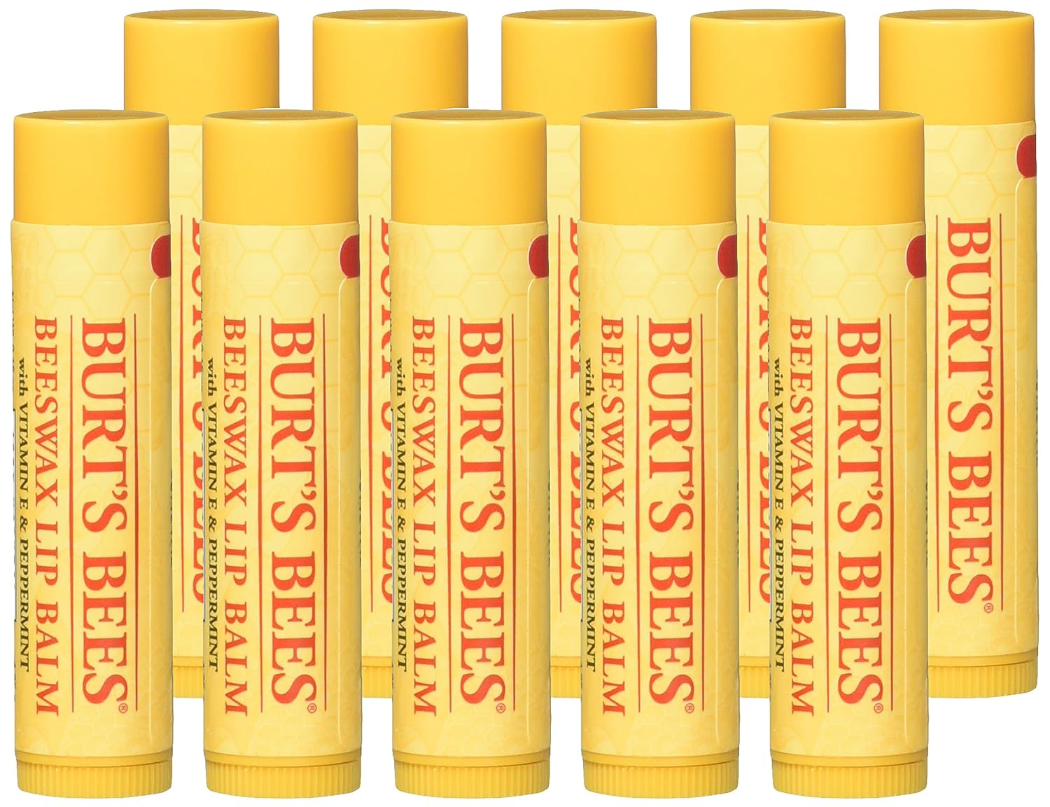 Burt's Bees Bálsamo labial de cera de abeja con vitamina E y menta, 0.15 onzas (paquete de 10)