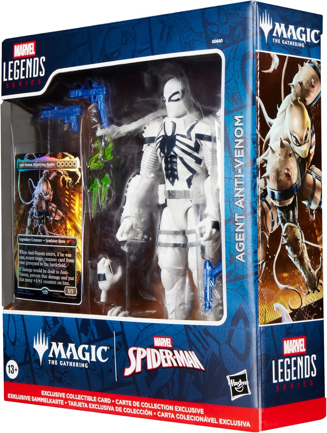 Hasbro Marvel Legends Series Magic the Gathering Agent Anti-Venom, 6" Spider-Man Action Figure Toy + Limited Edition Foil Collectible Card Game Trading Card G0640 Authentic