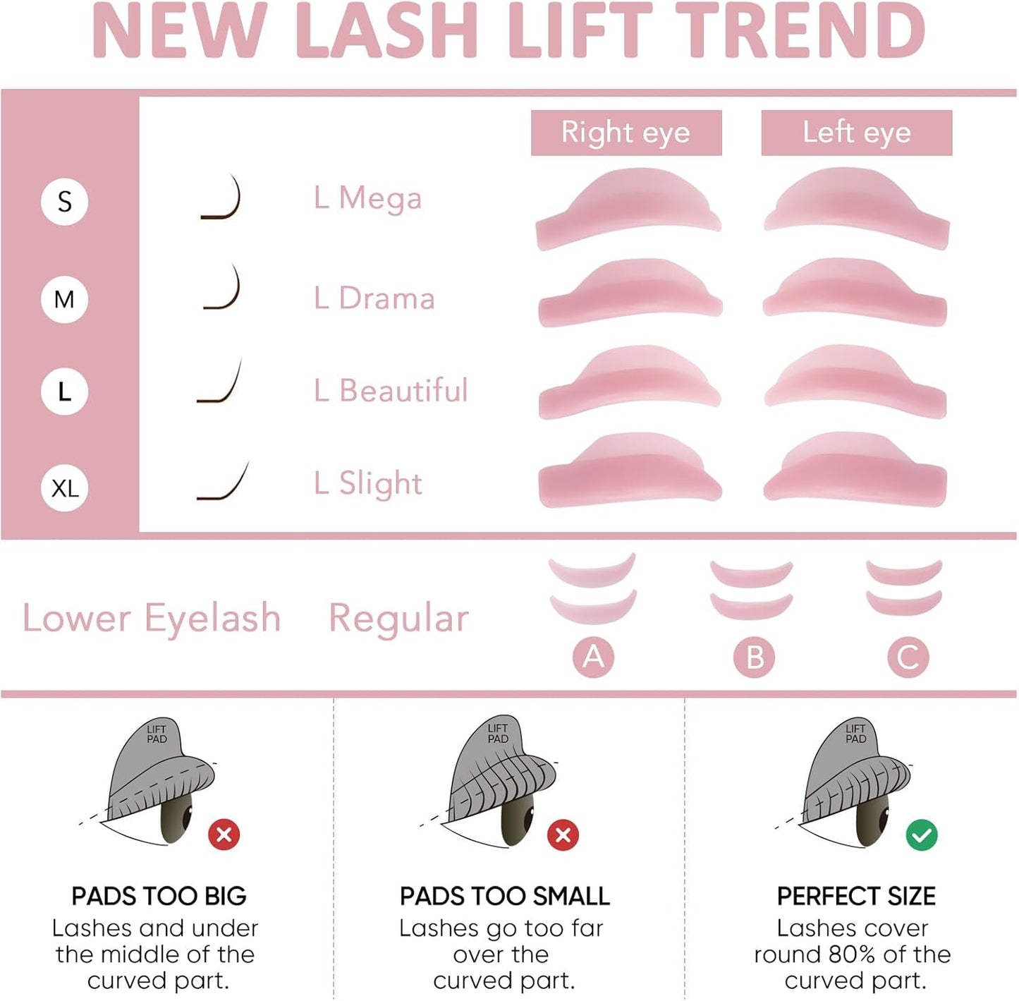 Libeauty Eyelash Lifts Silicone Pads Reusable Eyelash Perm Rod 4 Pairs Upper Eyelashes, 3 Pairs Lower Eyelash Pad, Eyelash Curl Pads, Lash Lifting Shield, Perfect for Lifting Eyelashes