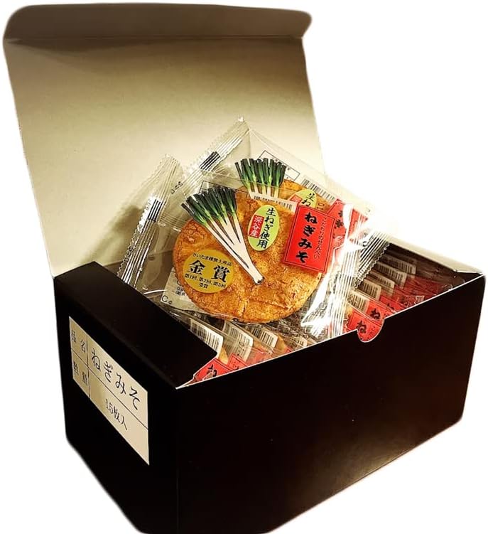 Kataoka Foods Original "Negi Miso Senbei" 15-piece pack Saitama Recommended Souvenir Gold Award Winner Uses Fukatani-grown green onions Snack Appetizer