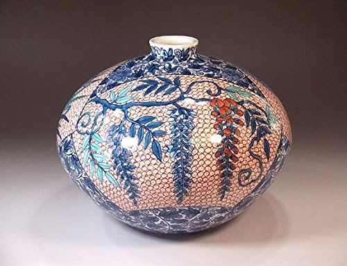 Traditional Craft Articles|Dyed Arabesque Fan Brocade Urns|Arita Ware Imari Pottery Vase | Porcelain House Fujii Nishiki