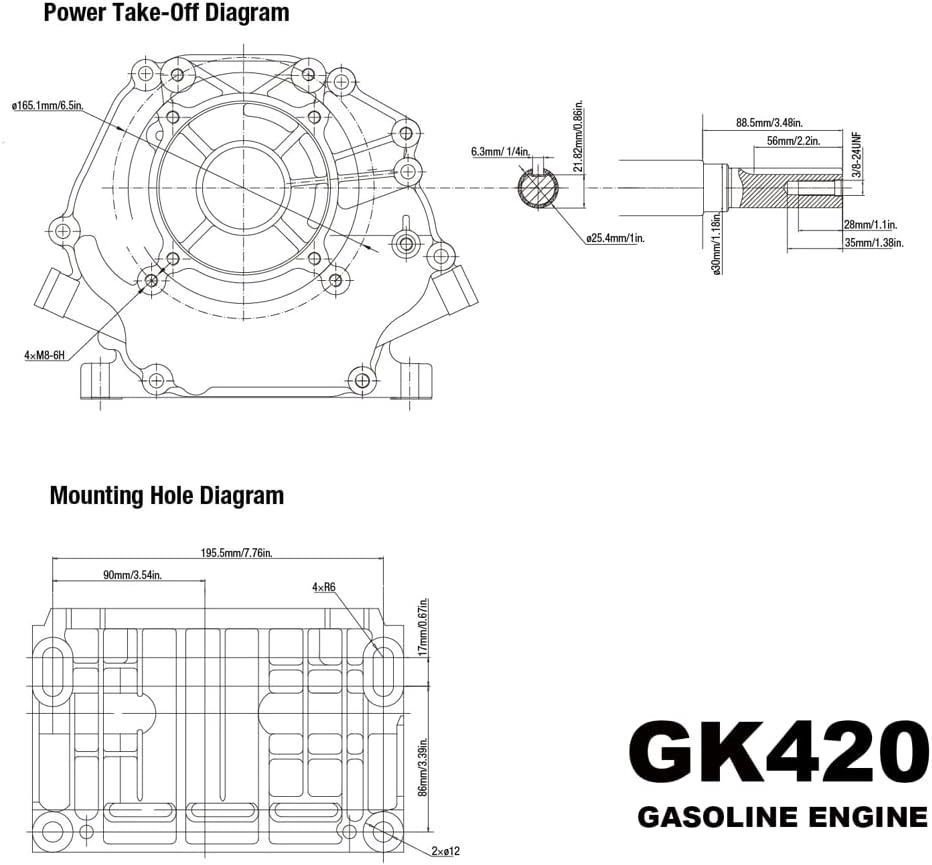 16 HP 420cc Electric Start Engine Gas Powered Multi-Purpose Engine GK420E