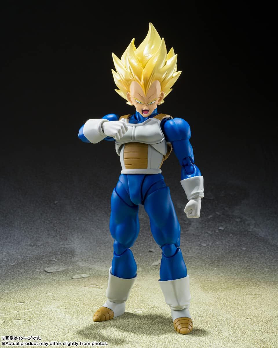 TAMASHII NATIONS S.H. Figuarts Dragon Ball Z Super Saiyan Vegeta - Awakening Super Saiyan Blood - Approx. 5.3 inches (135 mm), PVC & ABS Pre-painted Action Figure