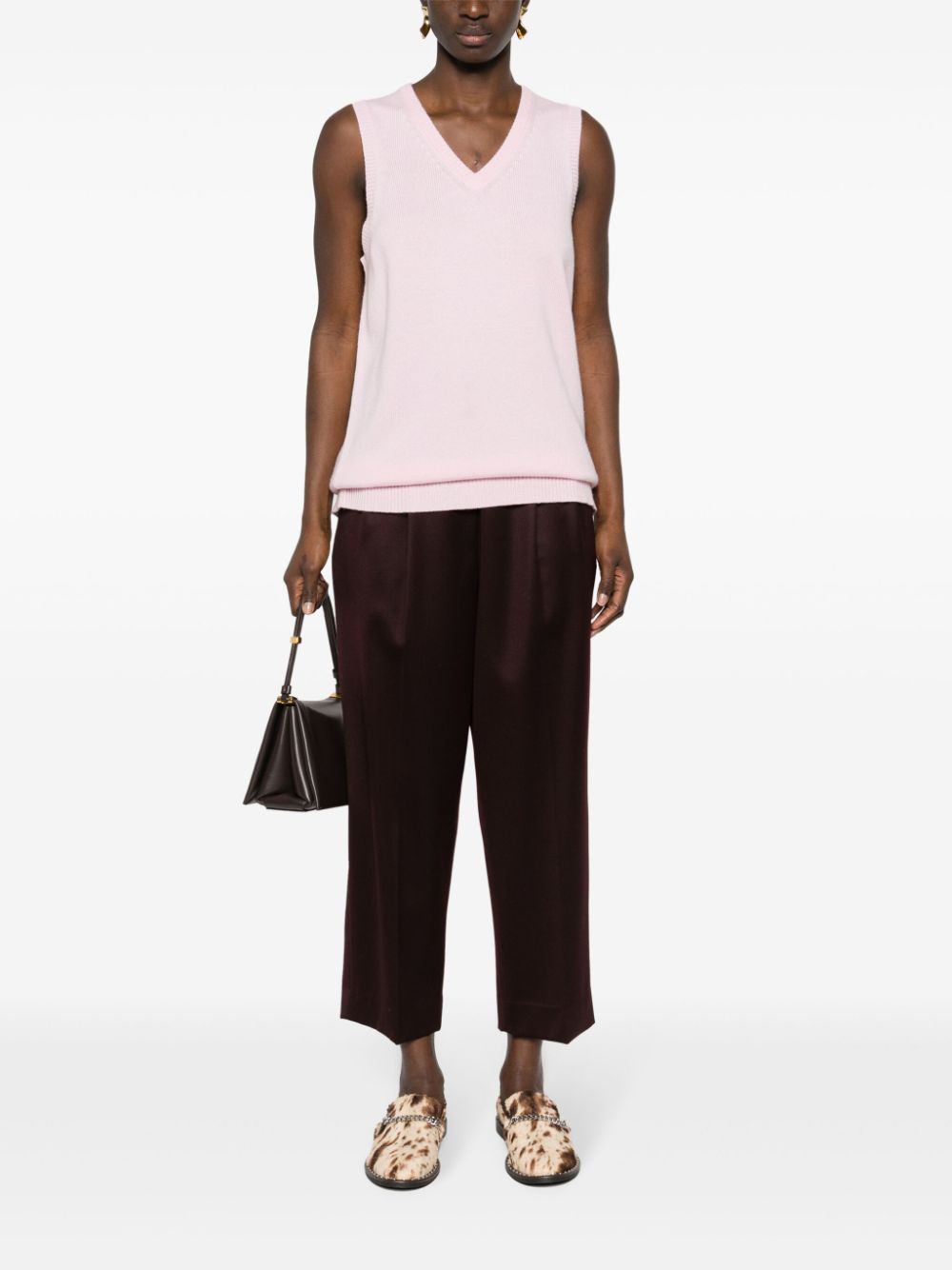 Sportmax SportMax Pre Vネックウールベスト - Image 3