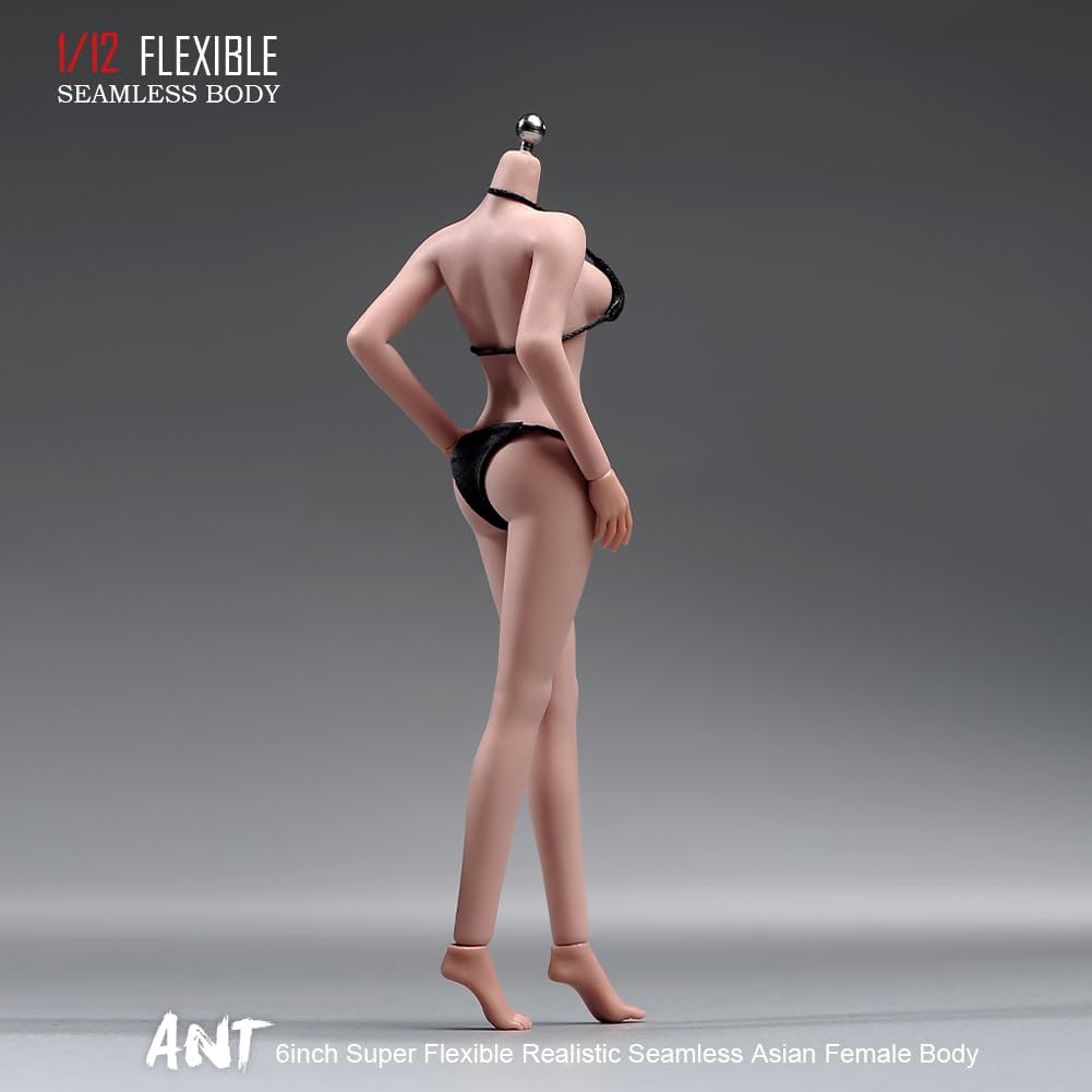 1/12 scale female body, 6.inch ultra flexible 22 joints seamless female body micro beauty three-dimensional action doll, removable foot model, suitable for hobby collection (muscle muscles)